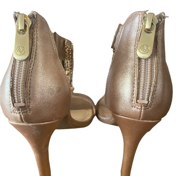 Adrienne Vitadini rose gold rhinestone fringe high heels - Picture 7 of 15